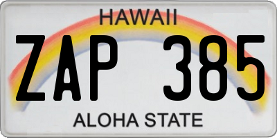 HI license plate ZAP385