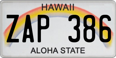 HI license plate ZAP386
