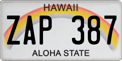 HI license plate ZAP387