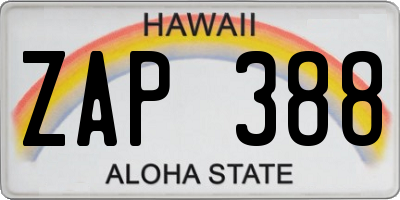 HI license plate ZAP388