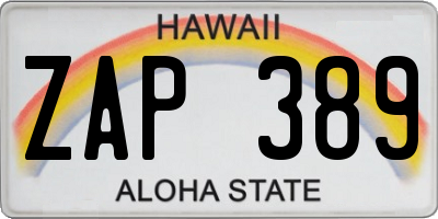 HI license plate ZAP389
