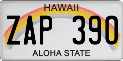 HI license plate ZAP390