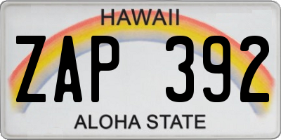 HI license plate ZAP392