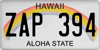 HI license plate ZAP394
