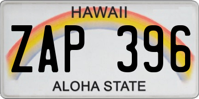 HI license plate ZAP396