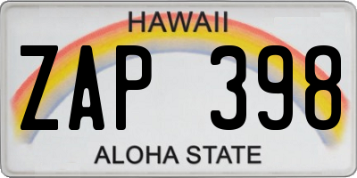 HI license plate ZAP398