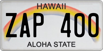 HI license plate ZAP400