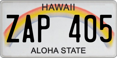 HI license plate ZAP405