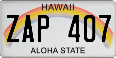 HI license plate ZAP407