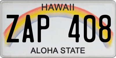 HI license plate ZAP408