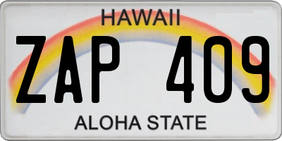 HI license plate ZAP409