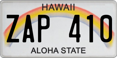 HI license plate ZAP410