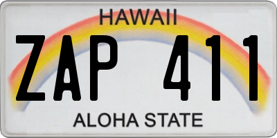 HI license plate ZAP411