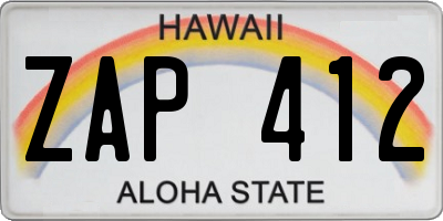 HI license plate ZAP412