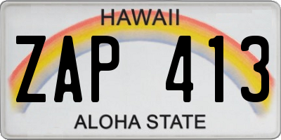 HI license plate ZAP413