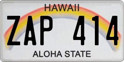 HI license plate ZAP414