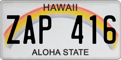 HI license plate ZAP416