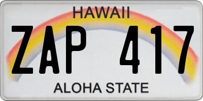HI license plate ZAP417