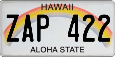 HI license plate ZAP422