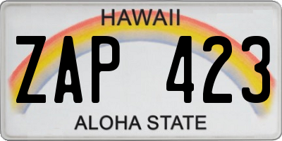 HI license plate ZAP423