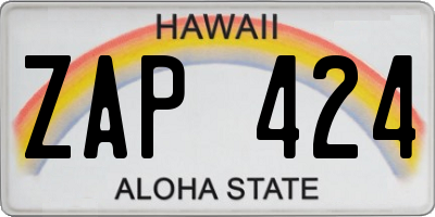 HI license plate ZAP424