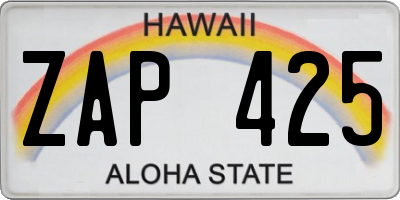 HI license plate ZAP425