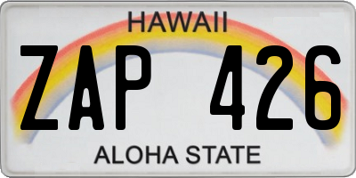 HI license plate ZAP426