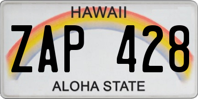 HI license plate ZAP428