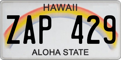 HI license plate ZAP429