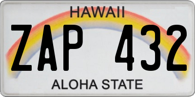HI license plate ZAP432