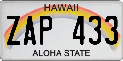 HI license plate ZAP433