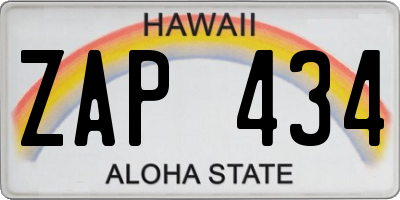 HI license plate ZAP434