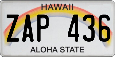 HI license plate ZAP436