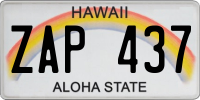 HI license plate ZAP437