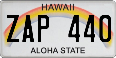 HI license plate ZAP440