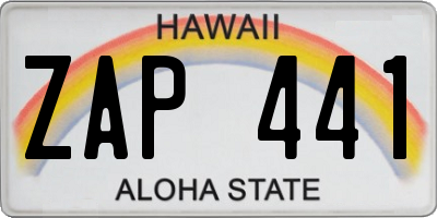 HI license plate ZAP441