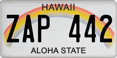 HI license plate ZAP442