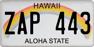 HI license plate ZAP443