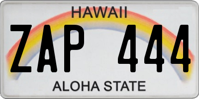 HI license plate ZAP444