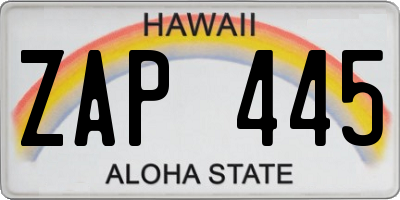 HI license plate ZAP445