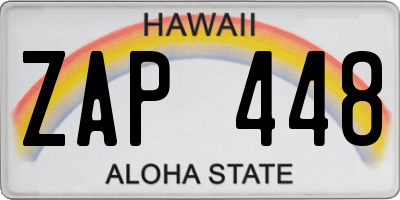 HI license plate ZAP448