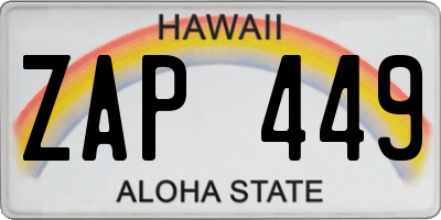 HI license plate ZAP449