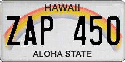 HI license plate ZAP450