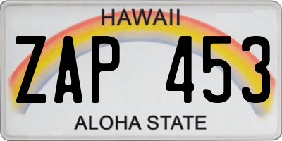 HI license plate ZAP453