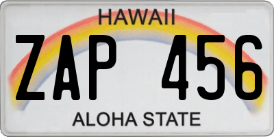 HI license plate ZAP456