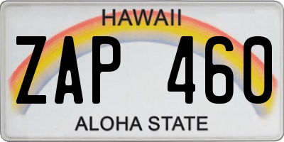HI license plate ZAP460
