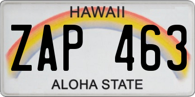 HI license plate ZAP463