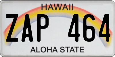 HI license plate ZAP464