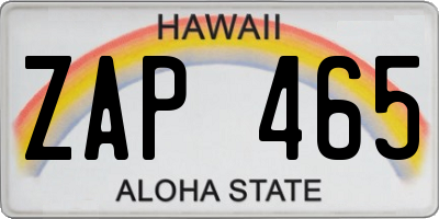HI license plate ZAP465