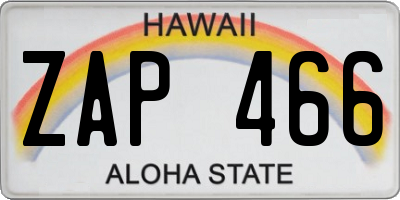 HI license plate ZAP466